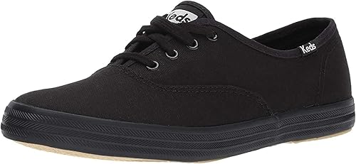 Keds Womens Champion Canvas Lace Up Sneaker, Black/Black, 12 US