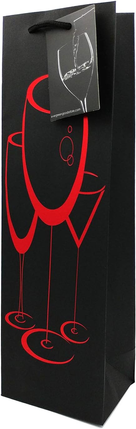 6 Pack Premium Black Wine Gift Bags with Gift Tag and Handles, Triple Glass Design - Image 4