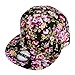 ZLYC Women Fashion Floral Print Adjustable Casual Snapback Baseball Cap Hat (Black)