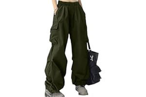 SweatyRocks Girl's Y2k Cargo Pants High Waisted Wide Leg Ruched Baggy Pants