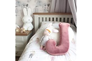 MOMAID Velvet Letter Pillow Soft Initial Throw Cushion Decorative Alphabet Kids Room Nursery Decor Baby Toddler Gift (Dusty Rose, Letter J)