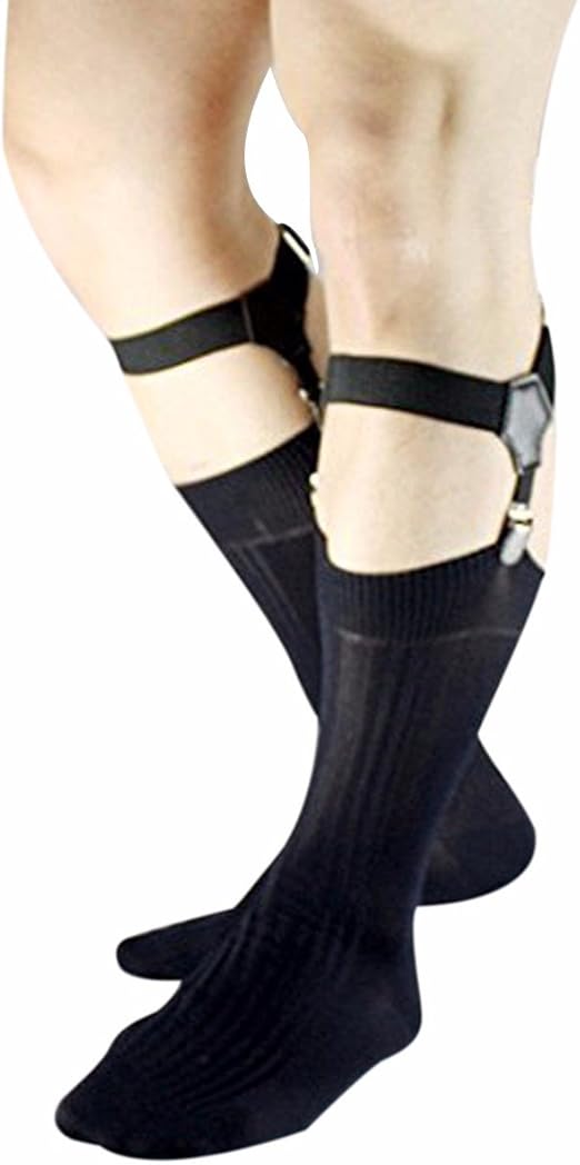 FEESHOW Adjustable Men's Sock Garter Belt Grips Suspender with Metal