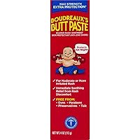Boudreaux's Butt Paste Diaper Rash Ointment Maximum Tube Paraben Preservative Free, Max Strength, 4 Ounce
