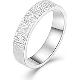 JO WISDOM Solid Sterling Silver 5mm Hammered Unisex Wedding Band Comfort Fit Ring Raised Center Polished Sides