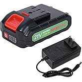 MKMKYEE 21v III Battery, 2.0 Ah Battery with Electric Quantity Display and Charger Cord Compatible for Mini Chainsaw