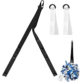 lasuroa Pom Pom Holder, Adjustable Cheer Holder Cheerleaders Bag Keychain | Custom Made Pom Straps Holder with 2 Cheer Pom Pom Name Tags Labels Cheerleading Accessories for Teen Girls Sports (Black)