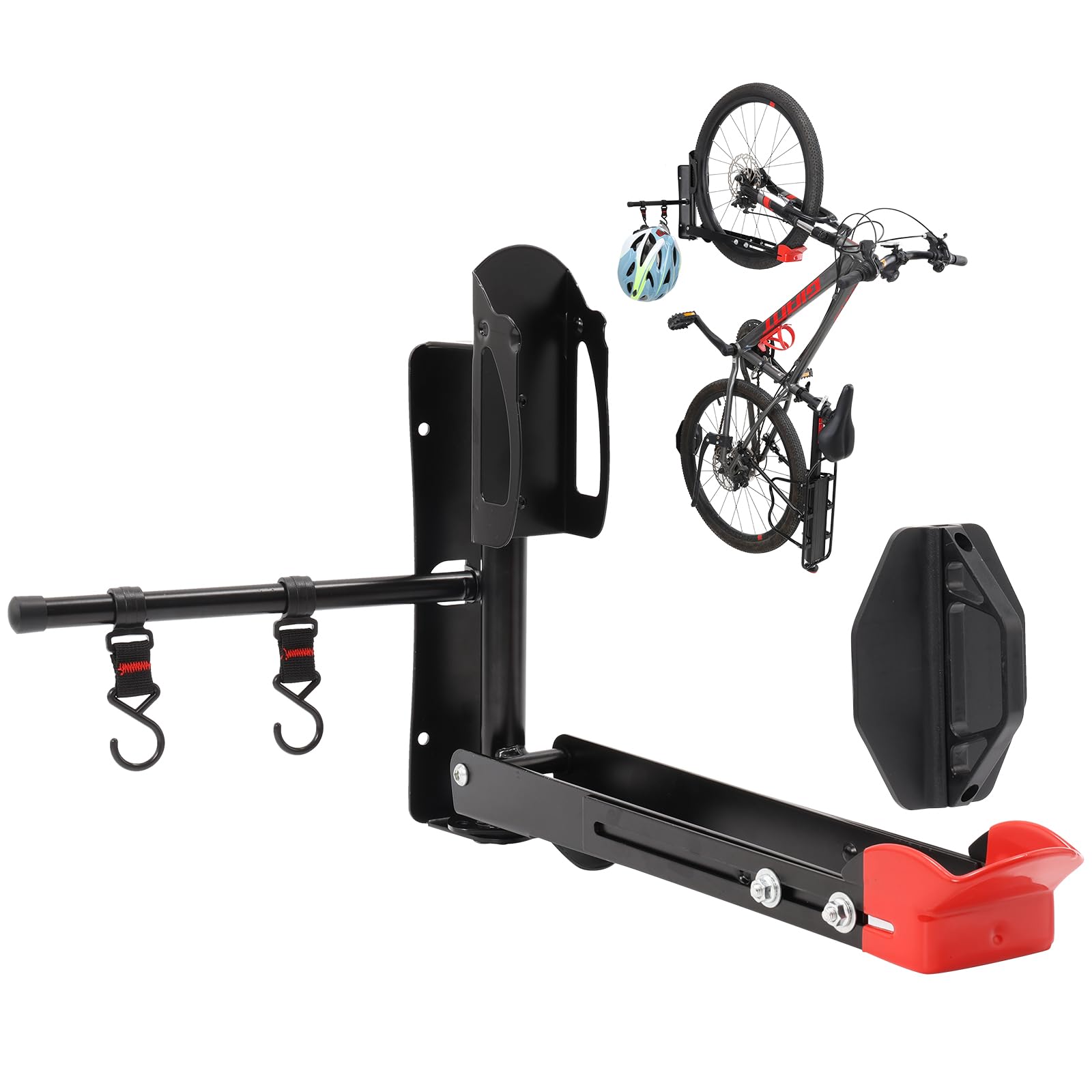 AUMENTAR Bike Wall Mount Rack Adjustable & Foldable Garage Bike Rack with Swivel Design & 2 Storage Hooks, Fits 20