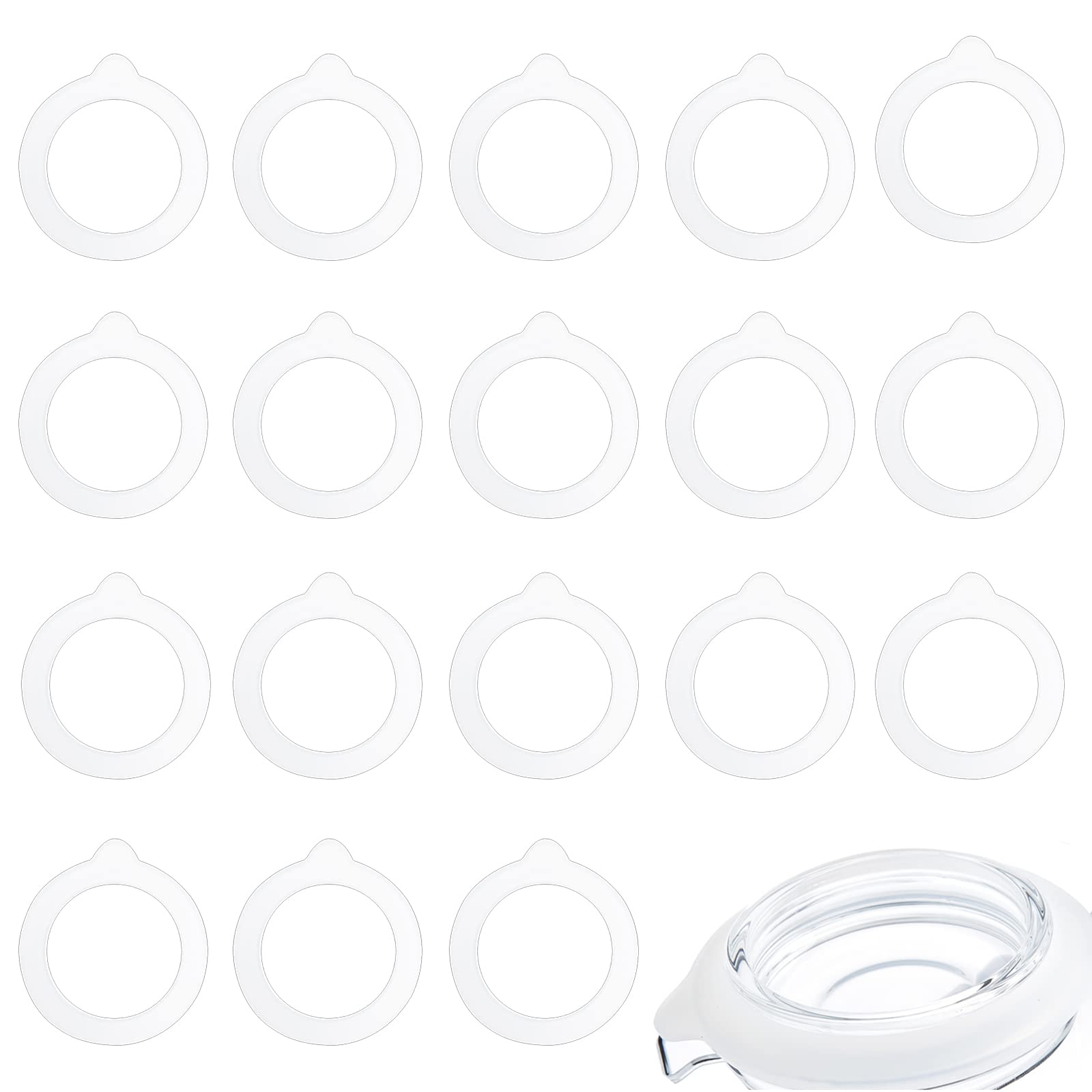 KINBOM 18pcs Silicone Replacement Gaskets, Silicone Sealing Ring Mason Jar Rubber Seals Silicone Gaskets for Storage Jars Sealed Canning Jars (3.7inch in Outer Diameter, 2.7inch in Inner Diameter)