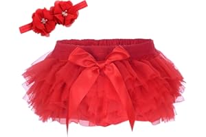 elamccor Baby Girls'Tutu Bloomers Newborn Toddler Cotton Tulle Ruffle Diaper Covers with Bow 0-24 Months