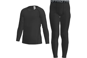 YUSHOW Youth Boys Thermal Underwear Set Hockey Base Layer Crew Neck Shirt Long Johns Kids Undergarment Soft Winter Warm