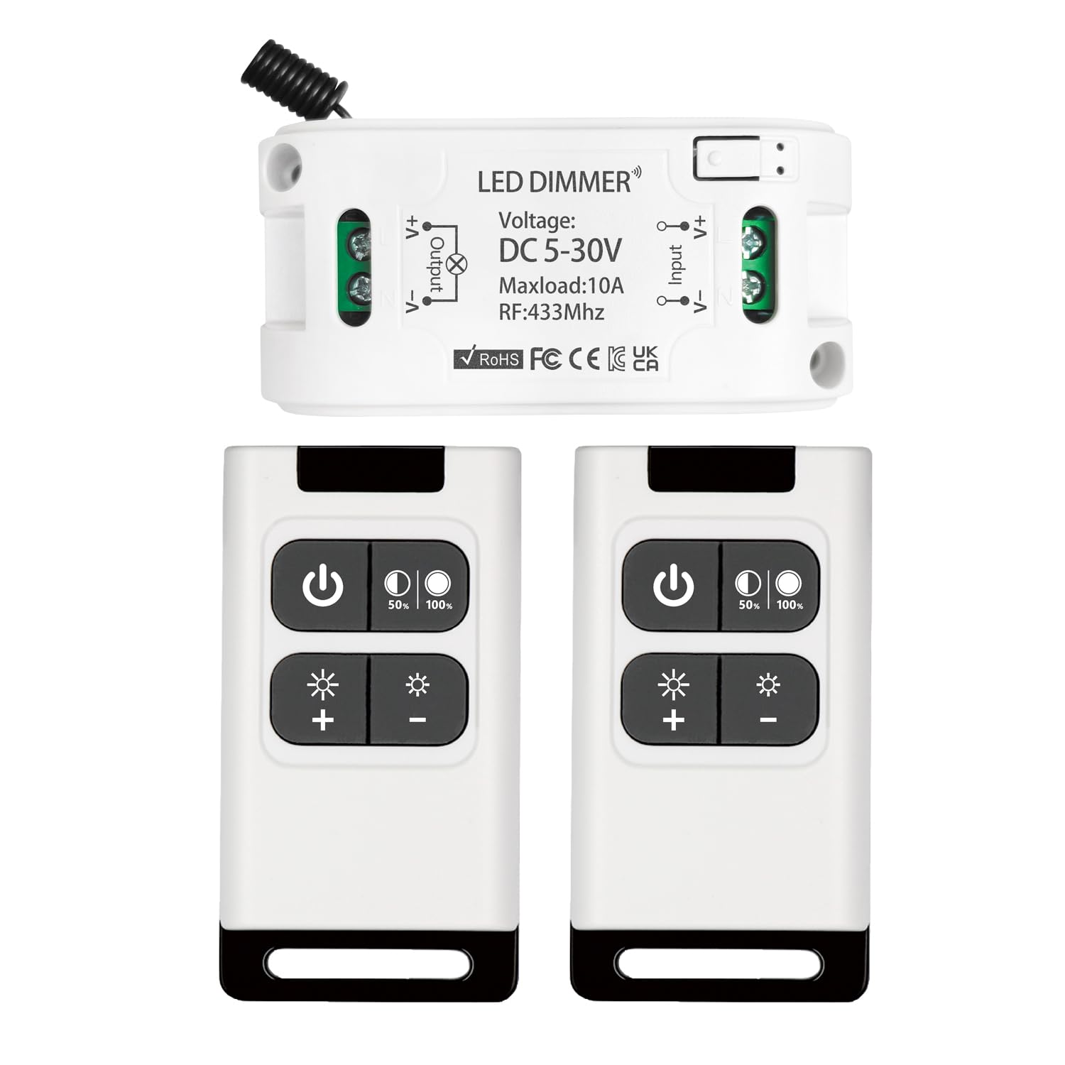 Photo 1 of DieseRC Wireless LED Light Strip Dimmer Switch DC 5V-30V 10A Relay Receiver Controller with 2 Remote Controls