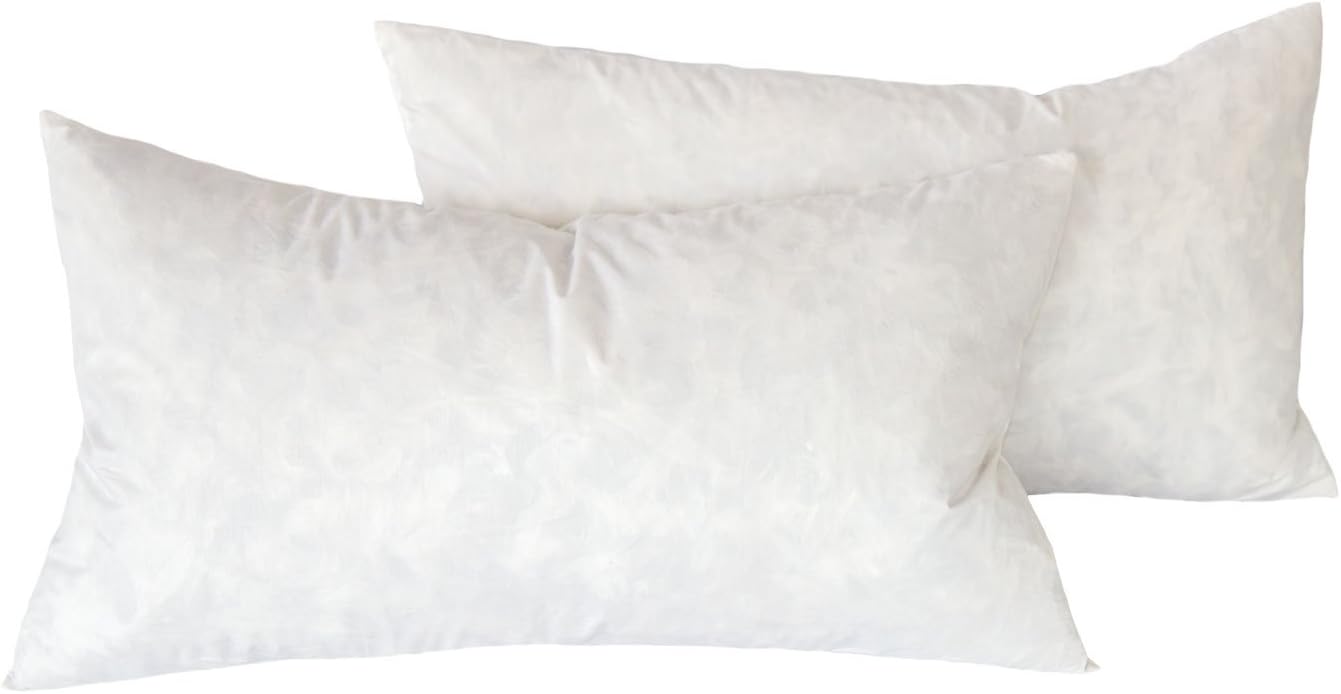 Cozy Bed Feather Pillow Insert 12x20(Set of2), 18" x 20", White, 2 Piece