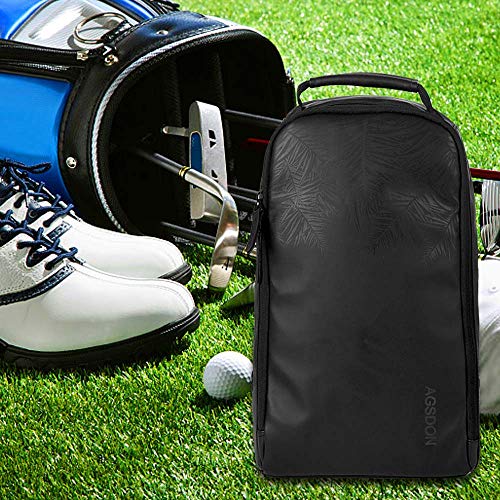 AGSDON Golf Shoe Bag, Premium Zipped Sports Bags Shoes Case - Black
