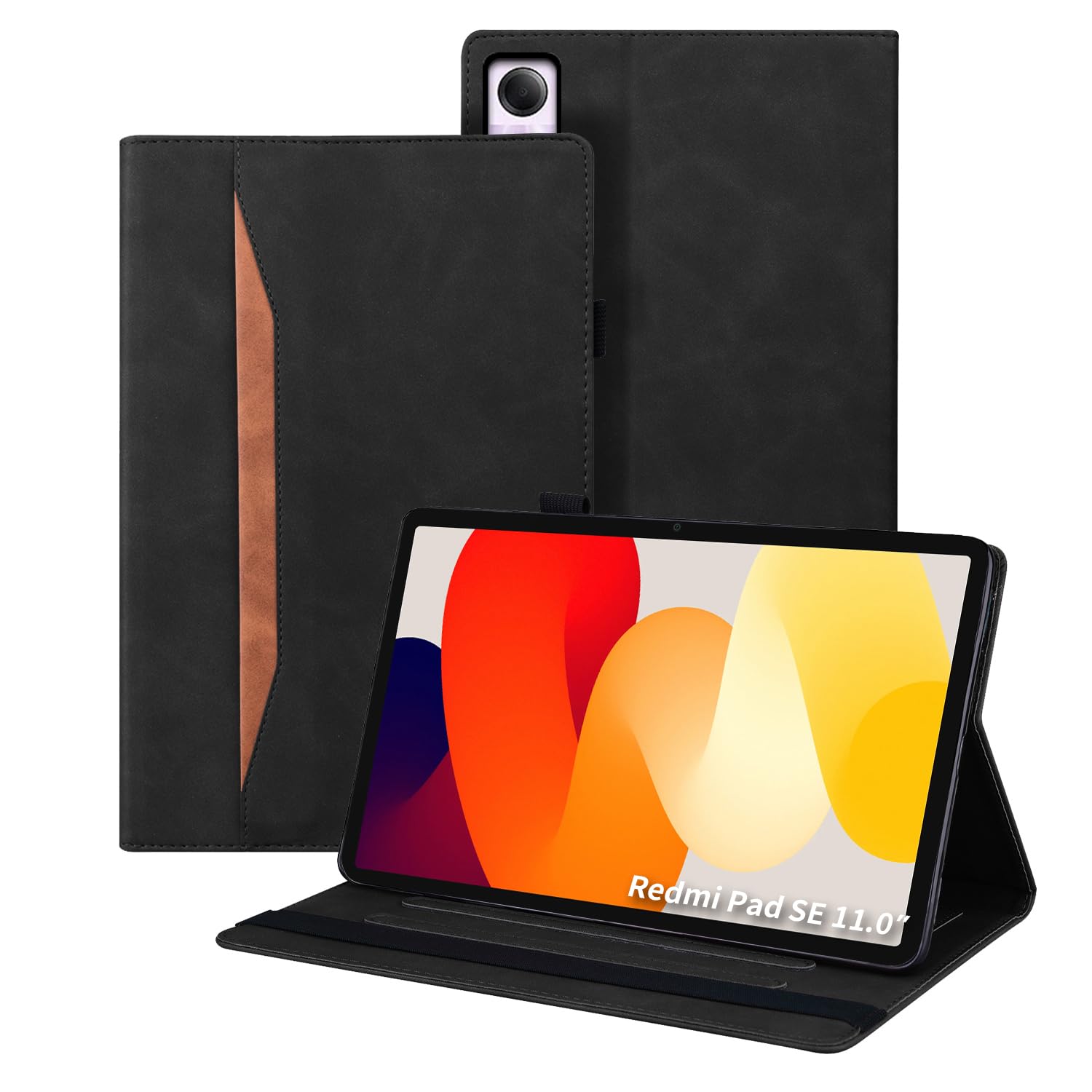 Auslbin Case Compatible with Xiaomi Redmi Pad SE 11" 2023, Pu Leather Tablet Cover suitable for Xiaomi Redmi Pad SE, Classic Leather Style, Black — image 1