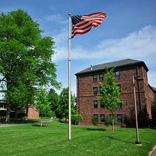 A-ONE 20FT Extra Thick Telescopic American Flag Pole, Heavy Duty 16 Gauge Aluminum US Telescoping Flagpole Kit Fly 2 Flags with Golden Ball Topper for Outdoor Residential or Commercial.
