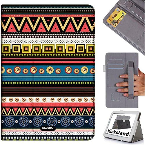 Cowcool(R) Lenovo tab2 A10-70F Folio Non Slip Elastic Hand Strap Dermis Cowhide Leather Card Slot Kickstand Closure Holster Case, Aztec Atlantis Maya (MD16)