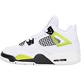 Nike Air Jordan 4 Retro (PS) Big Kid Shoes, White/LT-Lemon Twist (HJ5990-100).