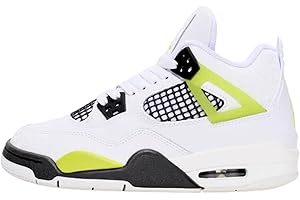 Nike Air Jordan 4 Retro (PS) Big Kid Shoes, White/LT-Lemon Twist (HJ5990-100).