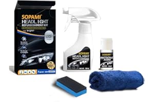 SOPAMI Automotive Headlight Restoration Kit, Headlamp Headlight Cleaner Restores Clear Yellowed Car Plastic and Protects from