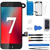 CYKJGS for iPhone 7 Screen Replacement with Home Button 4.7" Black LCD | 3D Touch Display Digitizer Full Assembly with Tools Front Camera Speaker Sensor Glass Screen Repair Kit A1660 A1778 A1779