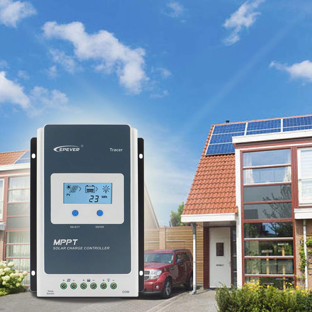 MPPT Solar Charge Controller 10A Tracer1210A Solar Panel Regulator with LCD Display 12V/24V Auto Work 100V Max PV Input DC 130W/260W