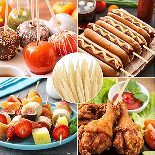 HANSGO Wooden Candy Apple Skewer Sticks, 5mm 6.25inch Birch Bamboo BBQ Caramel Apple Sticks Cotton Candy Stick Rock Candy Stick Skewer Semi Pointed Lollipop Sticks Barbecue Corn Dog