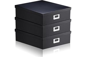 Nosiny 3 Pcs Jumbo Scrapbook Storage Box Photo Keepsake Storage Box Sturdy with Lid Document Photo Organizer Letter Memories Storage Cases Picture Album Keeper(14.75 x 13 x 3.75 Inch,Classic)
