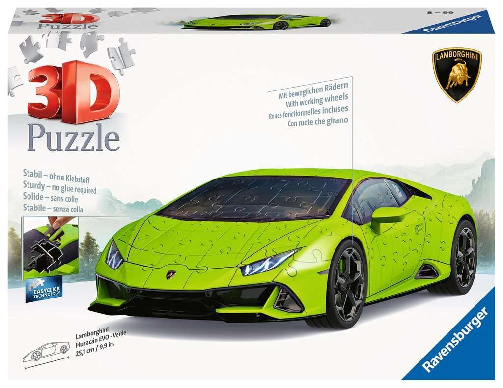 Ravensburger 3D Puzzle 11559 Lamborghini Huracán EVO - Verde - The Super Sports Car as 3D Puzzle Car