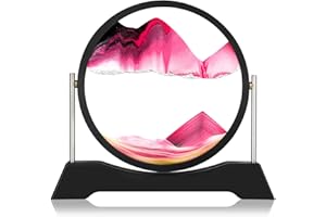 Liangding Moving Sand Art Liquid Motion,3D Flow Sand Painting Quicksand Decor,Stress Relief Moving Sand Art Picture with Round Glass for Office Home Decoration