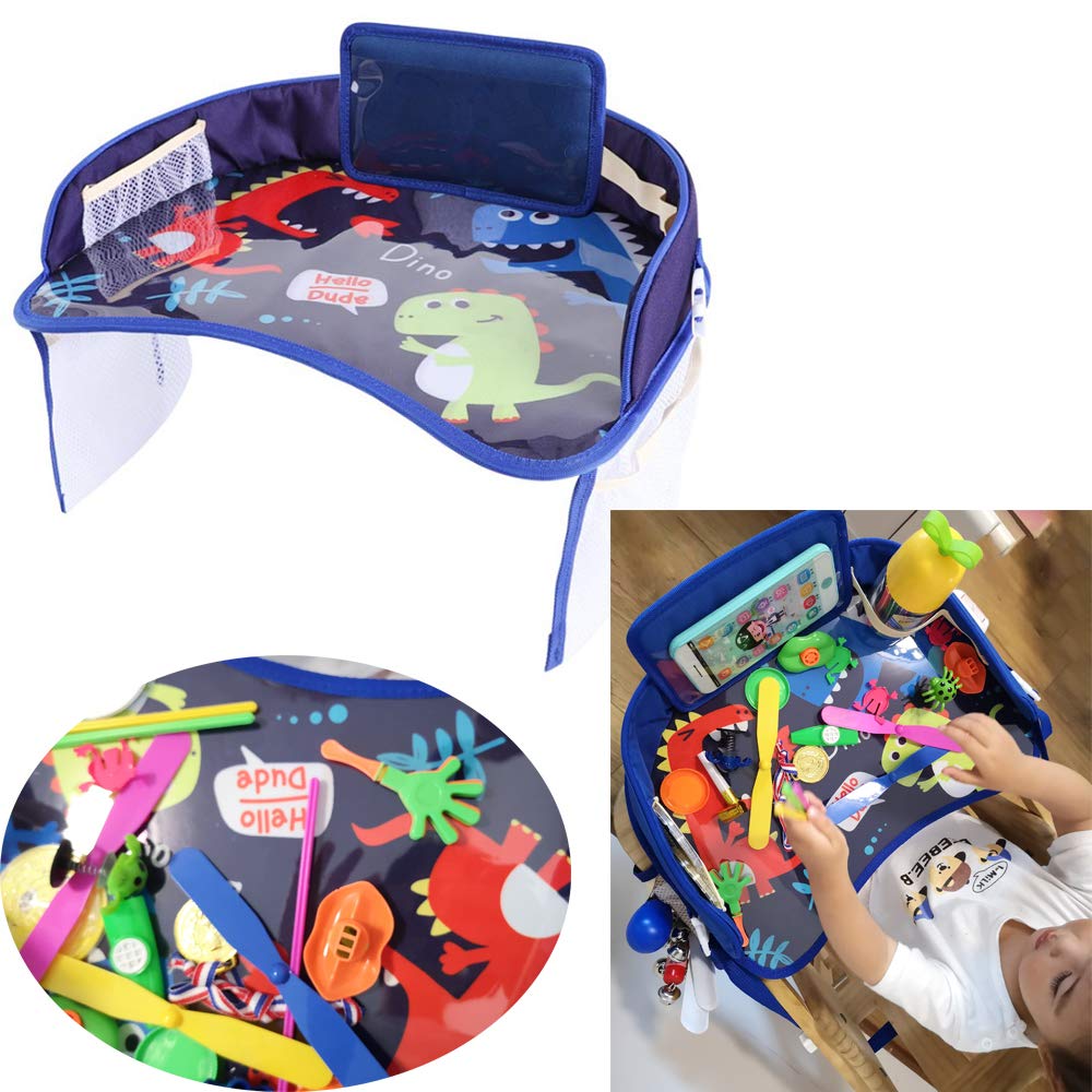 Plateau Voyage Enfant WIYETY Avec Poches Filet | Pour Voiture, Poussette, Train - Noir