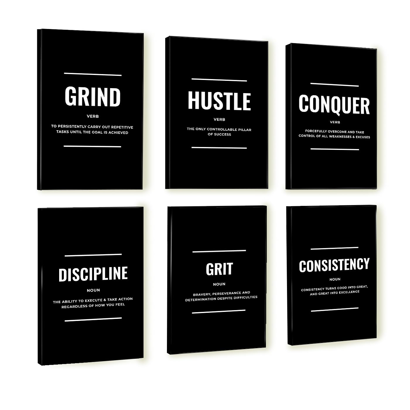 Photo 1 of Throwback Traits Motivational Wall Art – Set of 6 Canvas Prints with Inspirational Quotes, Eco-Friendly & Framed, Gallery-Wrapped Posters for Living Room, Bedroom & Office Décor, Ready to Hang