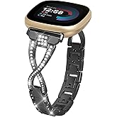 Alociaga for Metal Bands, Compatible for Fitbit Versa 4/Versa 3/Fitbit Sense 2/Sense Band Smart Watch, Sparkling Bling Shiny Diamonds Bracelet for Women