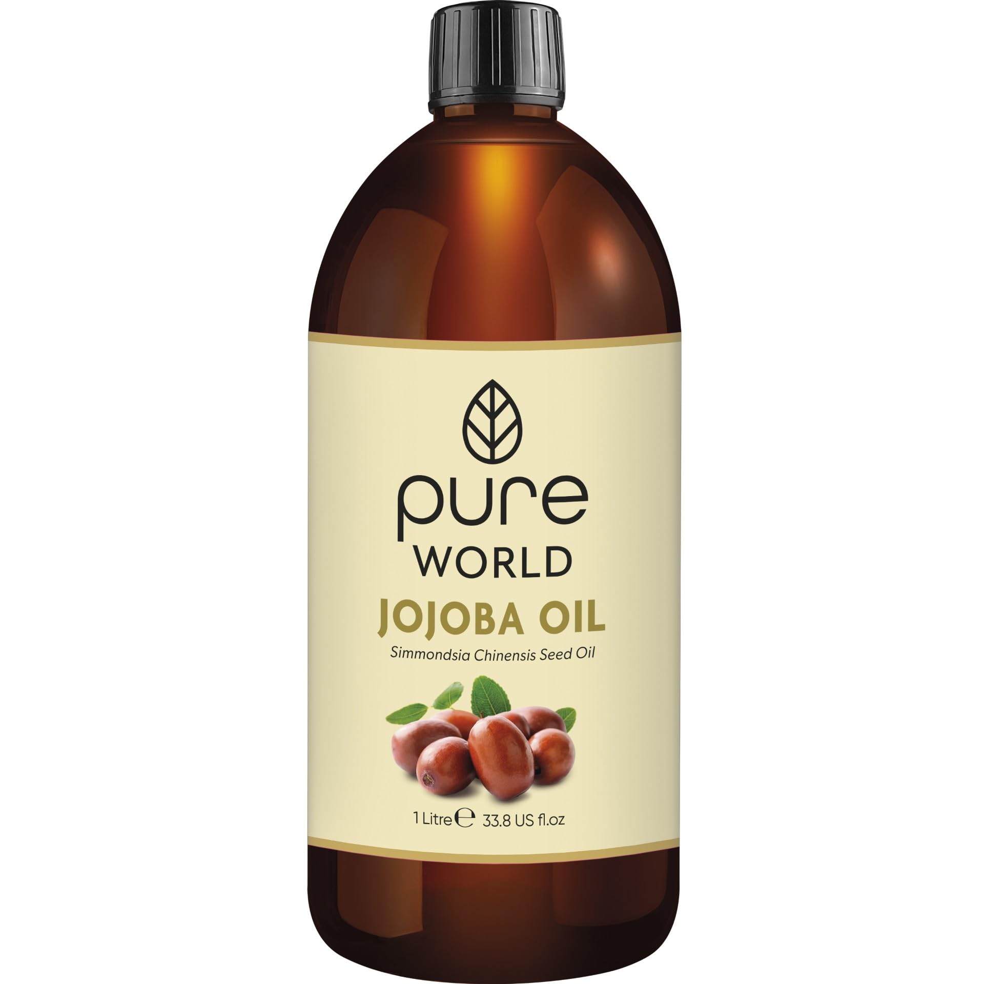 Pure World Jojoba Oil 100% Pure and Undiluted 1 Litre 1000ml. Cold and Freshly Pressed Premium Quality Jojoba Oil – Skin, Nails, Body and Face, Vegan