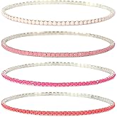 Tennis Bracelets for Women 2MM 4Pcs Dainty 18K White Gold Plated Rhinestone Stretch Bracelet Adjustable Simulated Diamond Tennis Bracelet Set Sparkly Thin Tennis Bracelet for Women