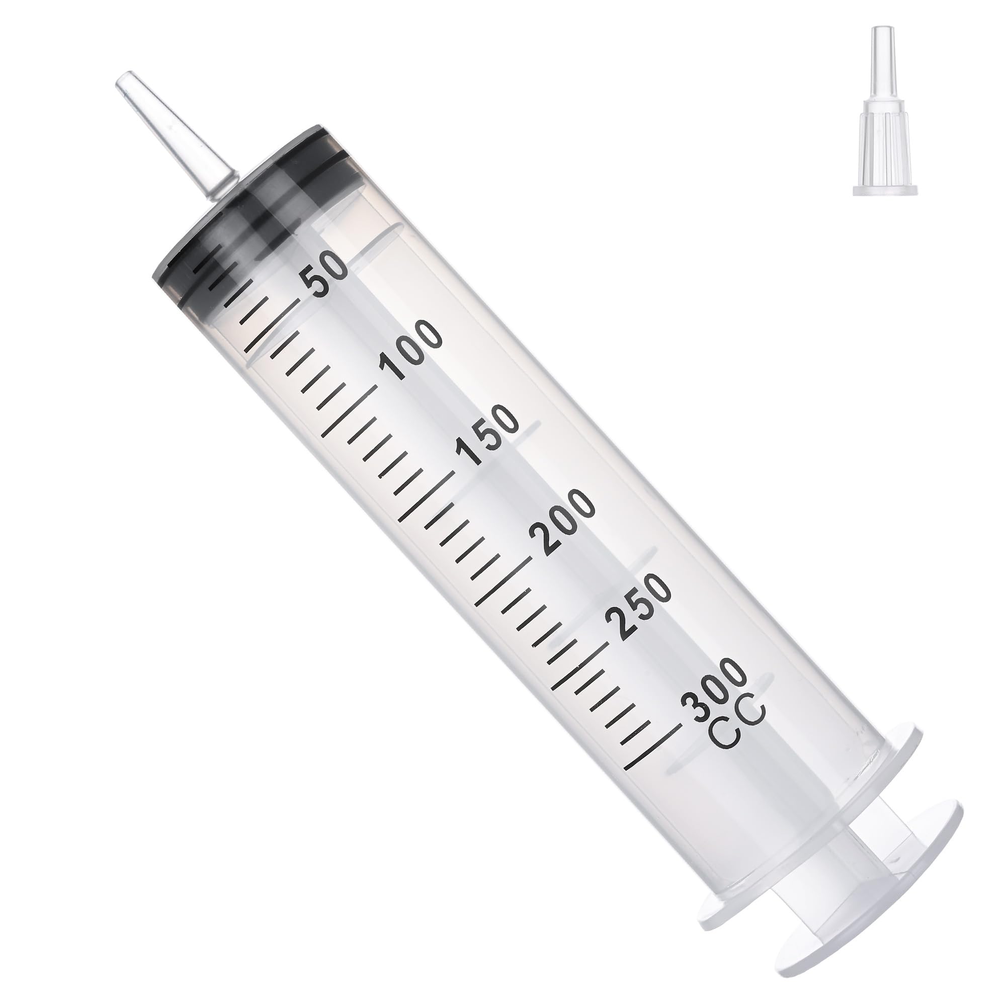 Photo 1 of 300mL Syringe for Liquid - Large Plastic Syringe with Tip Adapter for Scientific Labs, Oil Transfer, Plant Watering & Refilling