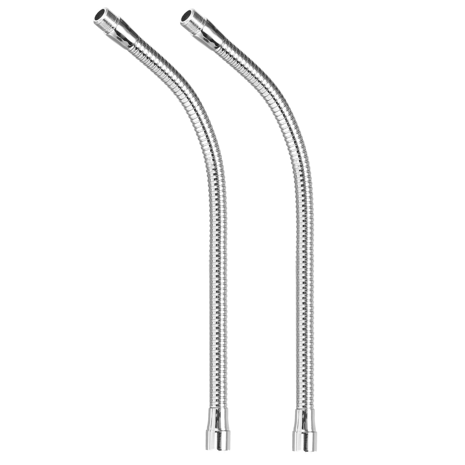PATIKIL 15" Microphone Gooseneck, 2Pcs 5/8"-27 Thread Metal Universal Hose Flexible Arm Gooseneck Tube Extension for Multifunction DIY, Silver Tone