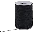 CNBTR Round Waxed Thread for Leather Sewing - Leather Thread Wax String for Leather Craft Stitching Bookbinding 0.5mm Black