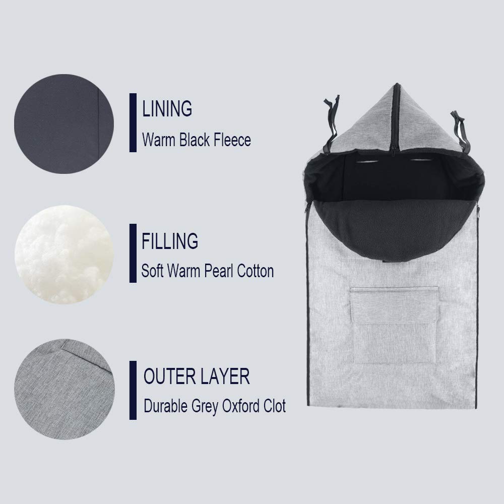 JFBABY Universal Outdoor Stroller Sleeping Bag, Stroller Bunting Bag Cold Weather, Universal 3 in 1 Stroller Annex Mat, Toddler Footmuff Detachable (Grey) : Baby