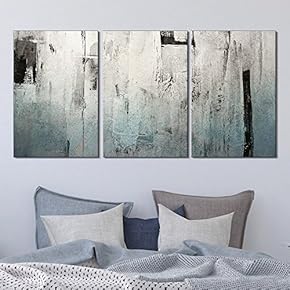 3 Panel Canvas Wall Art - Abstract Grunge Color Compositon - Giclee Print Gallery Wrap Modern Home Art Ready to Hang - 16"x24" x 3 Panels