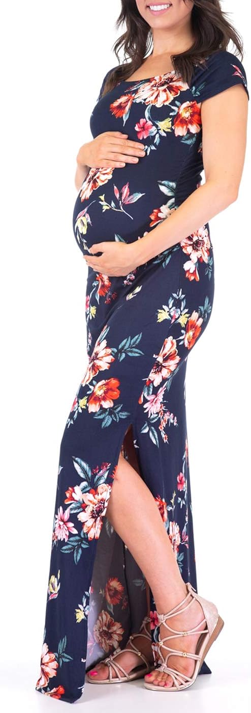 Shortsleeve Ruched Bodycon Maternity Dress with Side Slits at  Women’s Clothing store