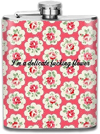I'm A Delicate Fucking Flower 7oz Stainless Steel Leak Proof Silver Metal Hip Flasks For Alcohol Liquor Spirits Whiskey Vodka For Weddings Funny Flasks Cousins