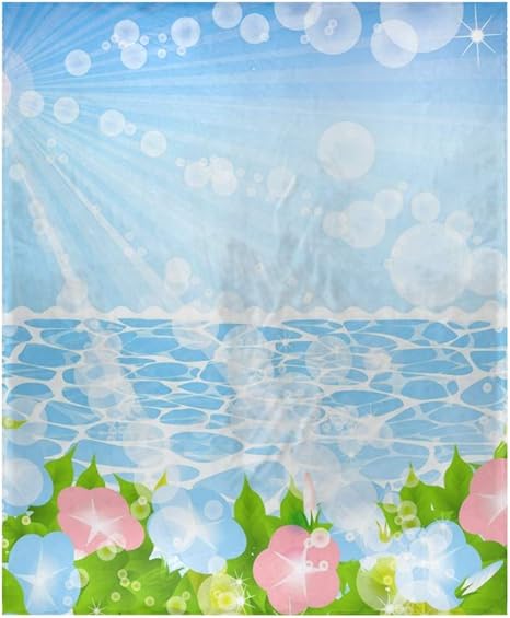 Amazon ブランケット 毛布 膝掛け 冷房対策 127 152cm シングル 子供 オフィス用 掛けふとん 朝顔 花柄 太陽 海 青空 洗える ブランケット 毛布 オンライン通販