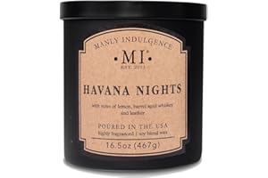 Manly Indulgence Havana Nights Scented Candles for Men, 2 Wick, 16.5 oz, Premium Soy Blend Wax, 60H Burn, Candles for Home Scented - Made in The USA