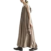 LZJN Women's Summer Elegant Maxi Dress Casual Boho Sleeveless Spaghetti Strap Smocked Adjustable Long Beach Sundresses