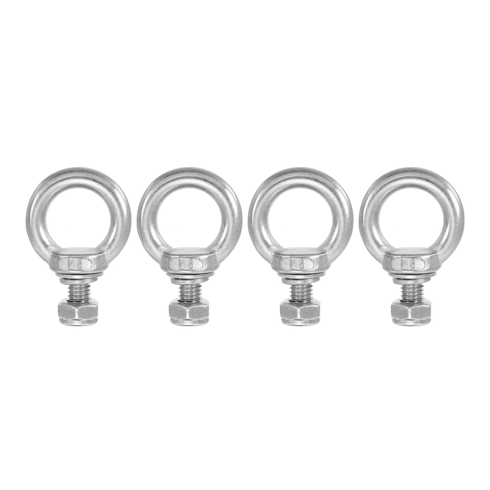 PATIKIL Lifting Shoulder Eye Bolts, M8x15 304 Stainless Steel Male Thread with Hex Screw Nut Gasket Flat Washer for Hanging Securing Chain Wire Rope, 4 Sets