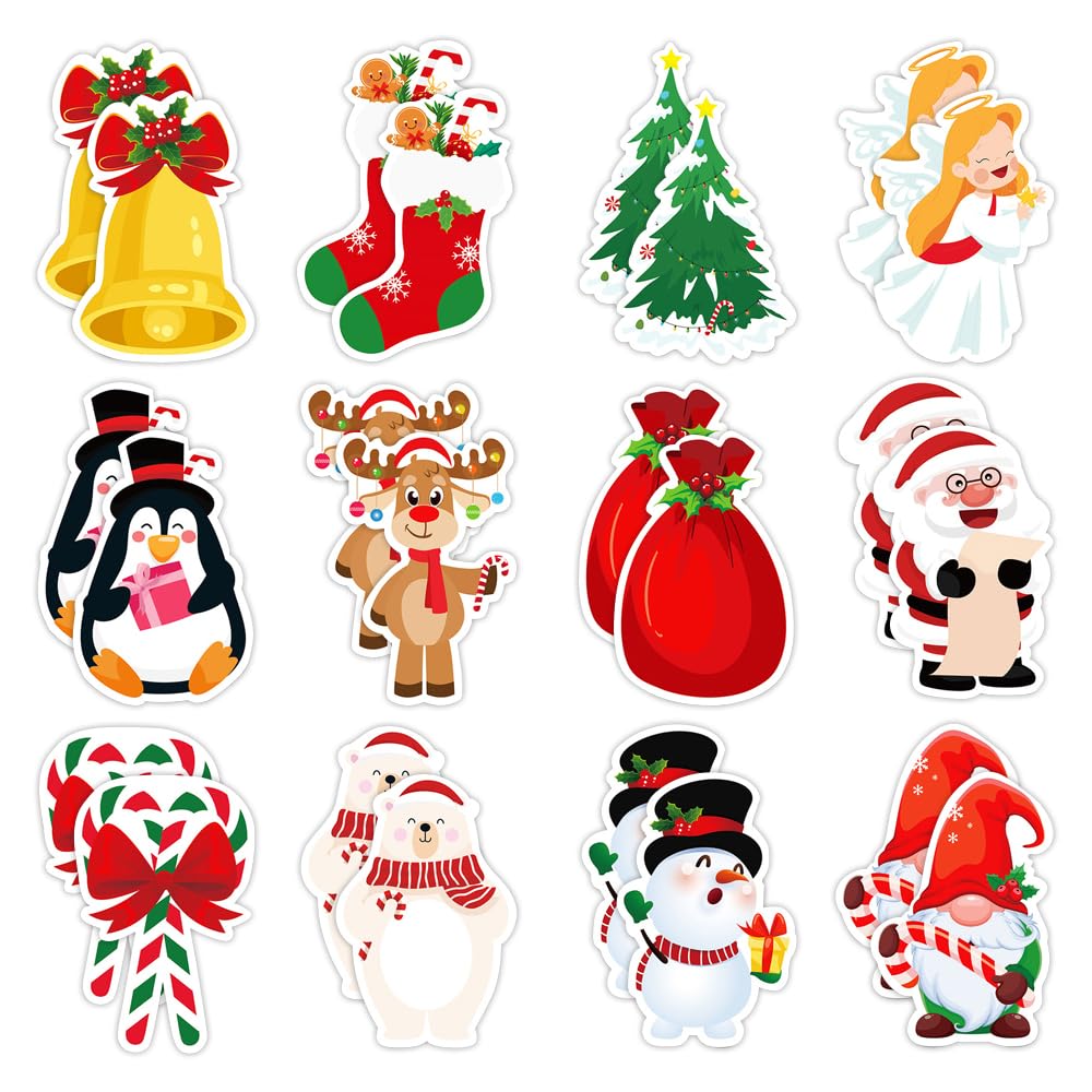 24 Pcs Christmas Sticky Note,12 Style Cartoon Santa Claus Snowman Dwarf Bell Christmas Tree Elk Self-Stick Notepad Memo Pads Message Note Reminder Note for Kid Gift Winter Party Stationery Gift