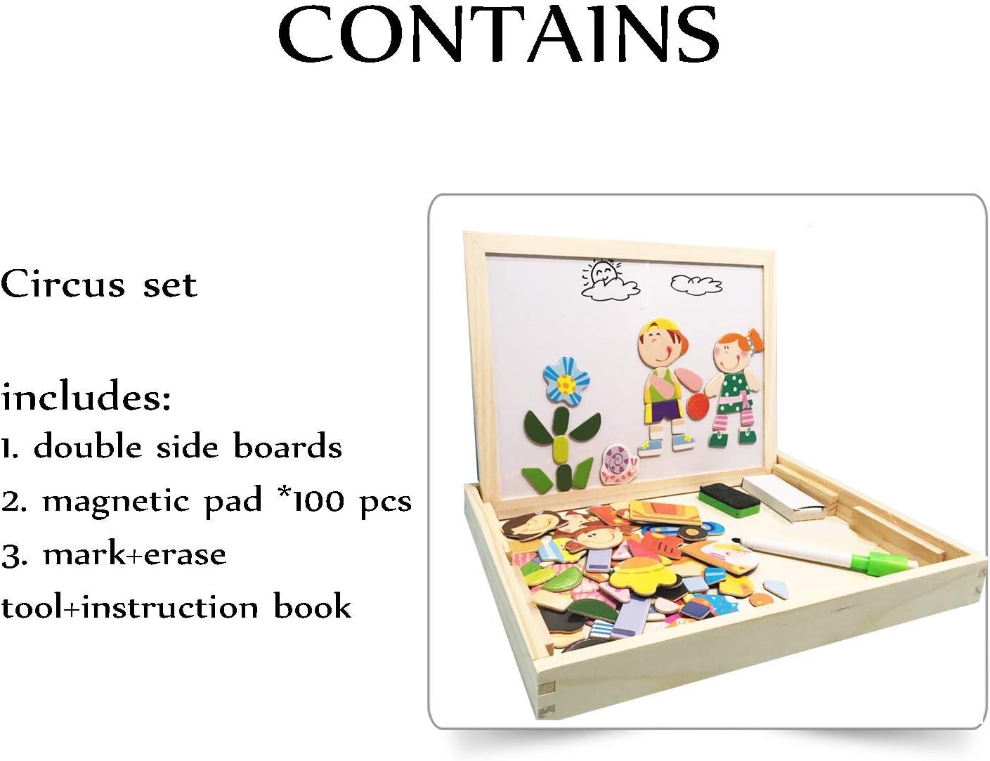 ODDODDY Educational Wooden Toys for Girls Boys Kids Children Toddlers Magnetic Drawing Board Puzzles Games Learning for Age 3 4 5 6 7 8 9 Year Old Gift Idea Birthday Halloween Christmas (kids2): Office Products