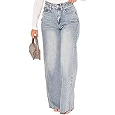 FairBeauty Women's Straight Leg High Waist Baggy Denim Jeans Loose Boyfriend Casual Stretchy Jeans
