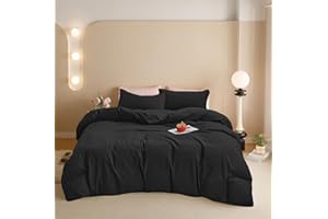 Houseri Black Comforter Set Queen Solid Black Bedding Comforters Queen Size Men Women All Season Soft Comfy Plain Black Comforter Lightweight Pure Black Fluffy Bedding Boys Girls Dorm Bed Quilt Queen