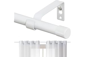 FACTIONGARDEN Curtain Rods for Windows 28 to 48 Inch, 5/8 Inch Matte White Curtain Rod Heavy Duty Small Drapery Curtain Rods Set with Brackets, Size: 23-52 Inch